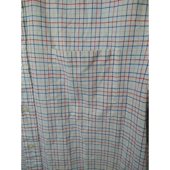 Saddle Bred White Red Brown Blue Collared Plaid Comfort Flex. SizeM - Picture 4 of 10